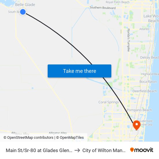 Main St/Sr-80 at Glades Glen Dr to City of Wilton Manors map