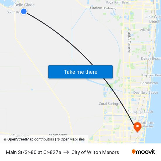 Main St/Sr-80 at Cr-827a to City of Wilton Manors map