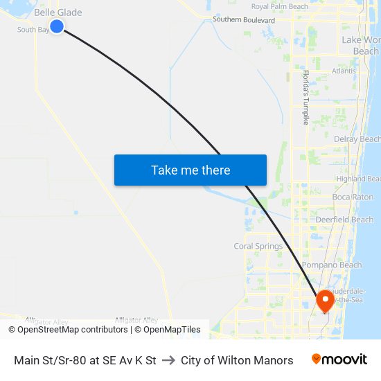 Main St/Sr-80 at SE Av K St to City of Wilton Manors map