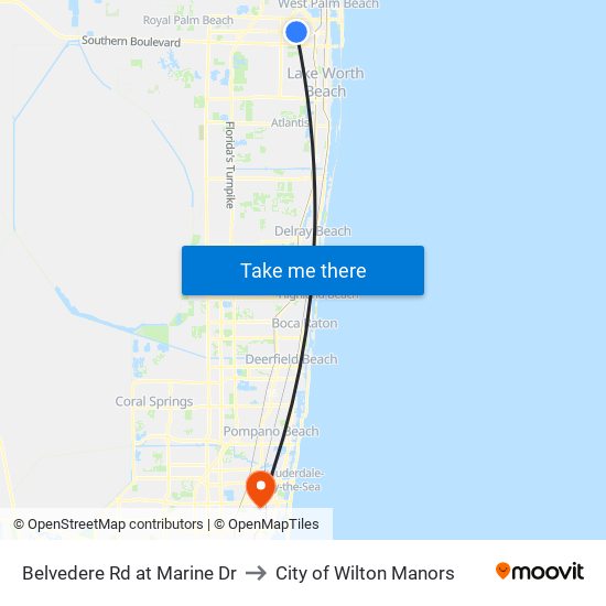 Belvedere Rd at Marine Dr to City of Wilton Manors map