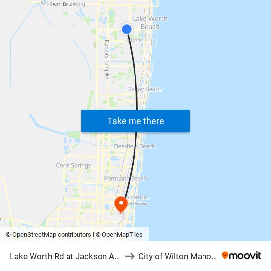 Lake Worth Rd at Jackson Ave to City of Wilton Manors map