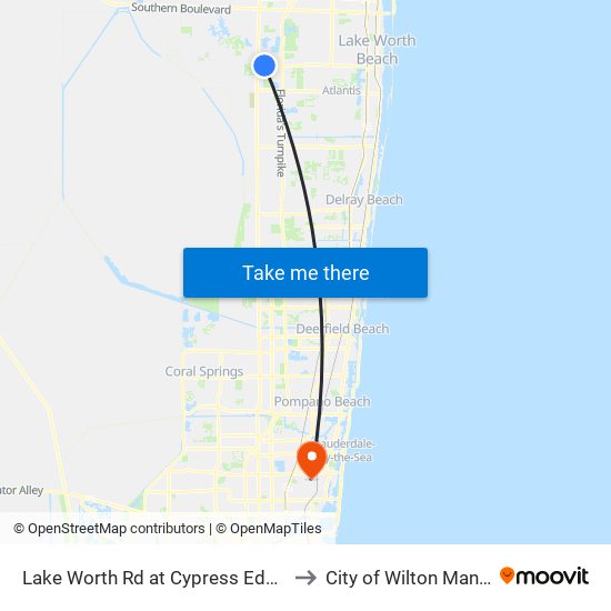 Lake Worth Rd at Cypress Edge Dr to City of Wilton Manors map