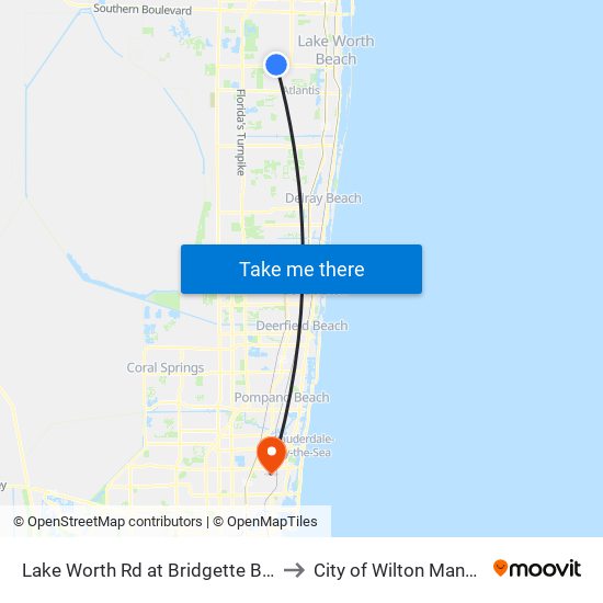 Lake Worth Rd at Bridgette Blvd to City of Wilton Manors map