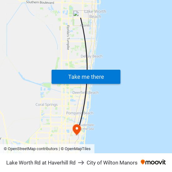 Lake Worth Rd at Haverhill Rd to City of Wilton Manors map