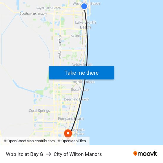 Wpb Itc at Bay G to City of Wilton Manors map