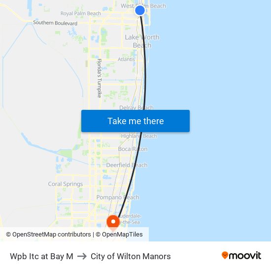 Wpb Itc at Bay M to City of Wilton Manors map