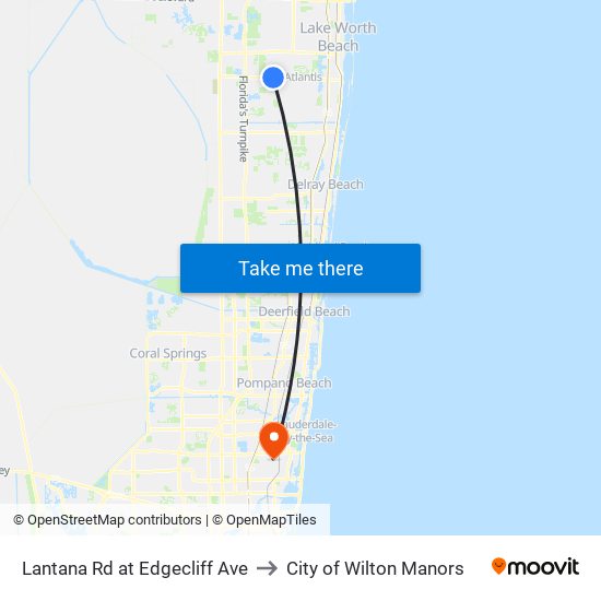 Lantana Rd at  Edgecliff Ave to City of Wilton Manors map