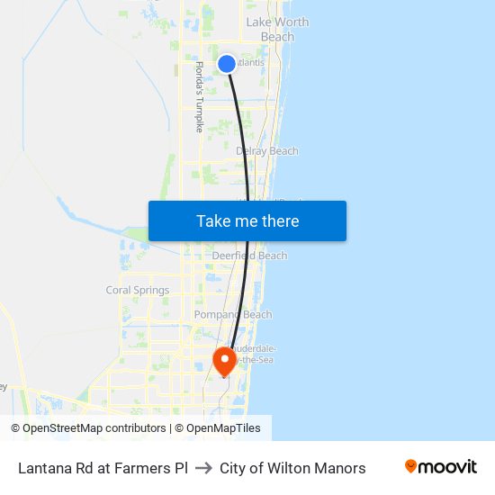 Lantana Rd at  Farmers Pl to City of Wilton Manors map