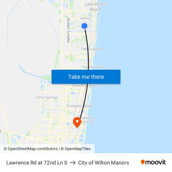 Lawrence Rd at 72nd Ln S to City of Wilton Manors map
