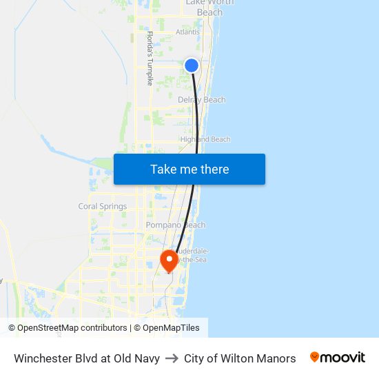 Winchester Blvd at Old Navy to City of Wilton Manors map