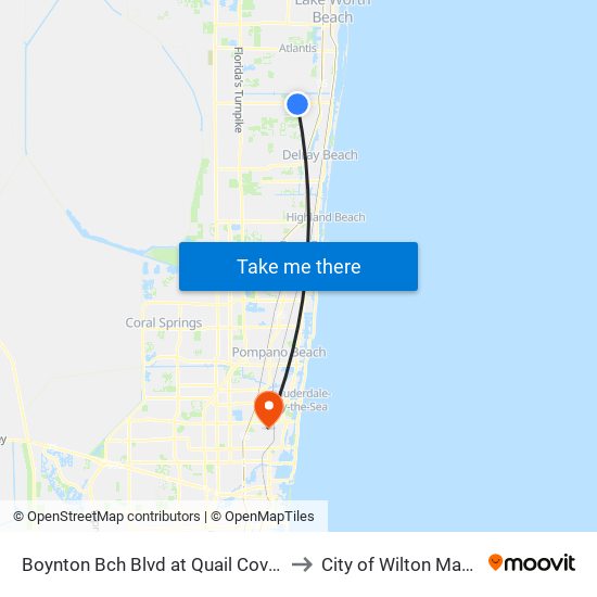 Boynton Bch Blvd at Quail Covey Rd to City of Wilton Manors map