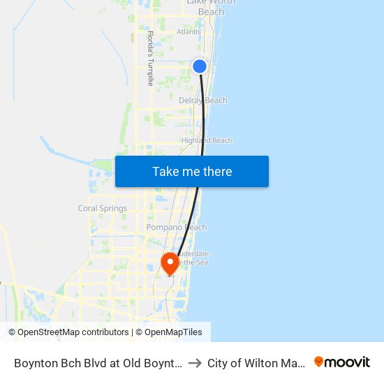 Boynton Bch Blvd at Old Boynton Rd to City of Wilton Manors map