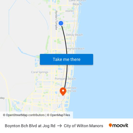 BOYNTON BCH BLVD at JOG RD to City of Wilton Manors map