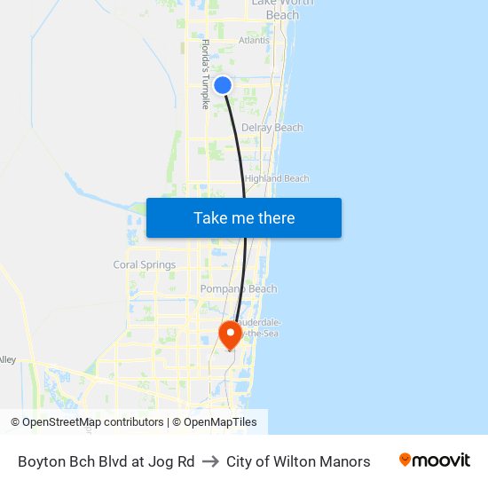 BOYNTON BCH BLVD at JOG RD to City of Wilton Manors map