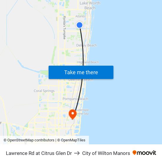 Lawrence Rd at  Citrus Glen Dr to City of Wilton Manors map