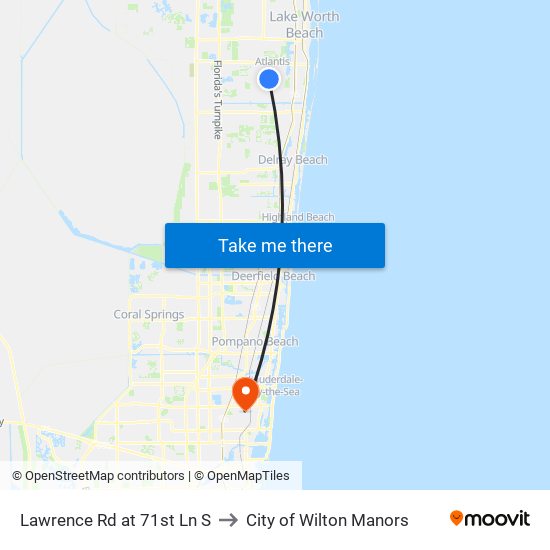 Lawrence Rd at  71st Ln S to City of Wilton Manors map
