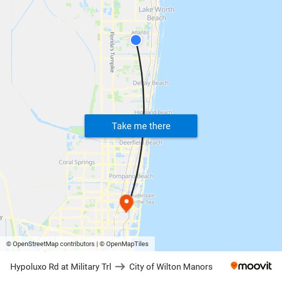 HYPOLUXO RD at MILITARY TRL to City of Wilton Manors map