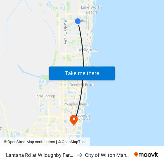 LANTANA RD at  WILOUGHBY FARMS to City of Wilton Manors map