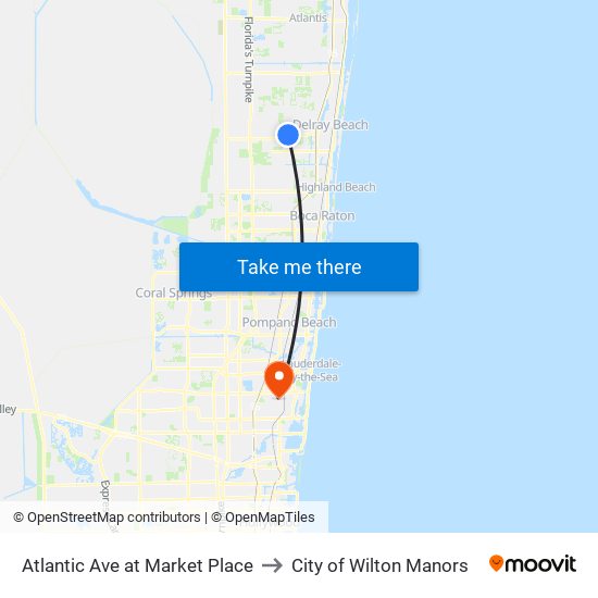 Atlantic Ave at Market Place to City of Wilton Manors map