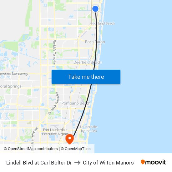 Lindell Blvd at Carl Bolter Dr to City of Wilton Manors map