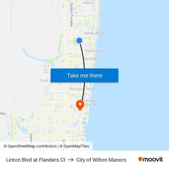 Linton Blvd at Flanders Ct to City of Wilton Manors map