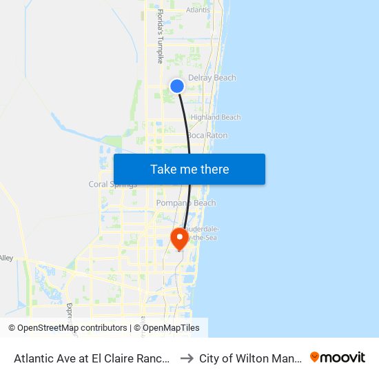 Atlantic Ave at  El Claire Ranch Rd to City of Wilton Manors map