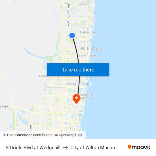 S ORIOLE BLVD at  WEDGEHILL to City of Wilton Manors map