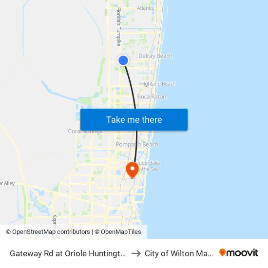 Gateway Rd at Oriole Huntingtion La to City of Wilton Manors map