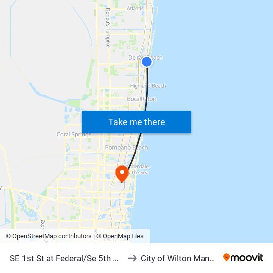 SE 1ST ST at FEDERAL/SE 5TH AVE to City of Wilton Manors map