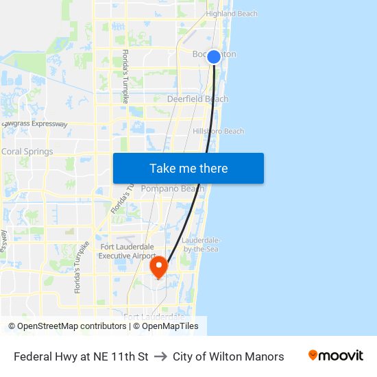 Federal Hwy at NE 11th St to City of Wilton Manors map