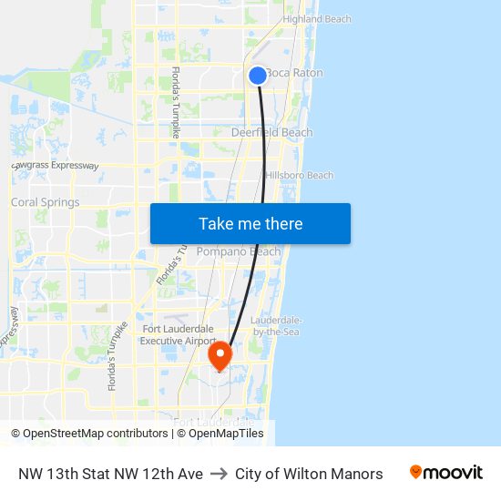 NW 13th Stat NW 12th Ave to City of Wilton Manors map