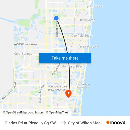 Glades Rd at Picadilly Sq SW Ent to City of Wilton Manors map