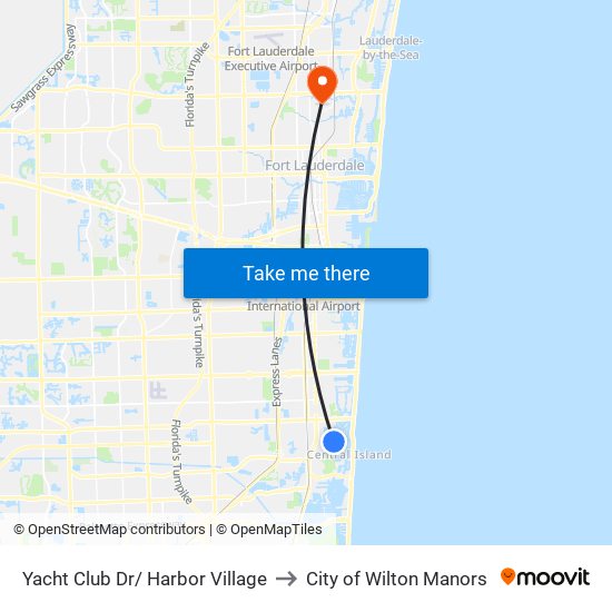 Yacht Club Dr/ Harbor Village to City of Wilton Manors map