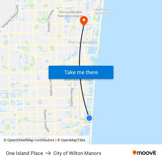 One Island Place to City of Wilton Manors map