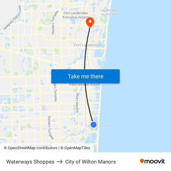 Waterways Shoppes to City of Wilton Manors map