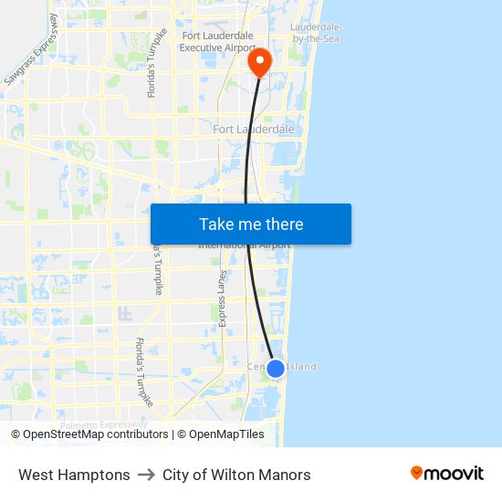 West Hamptons to City of Wilton Manors map