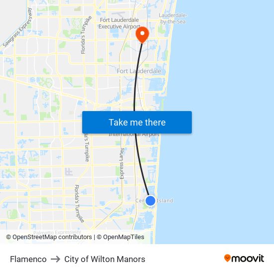 Flamenco to City of Wilton Manors map