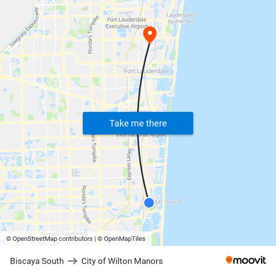 Biscaya South to City of Wilton Manors map