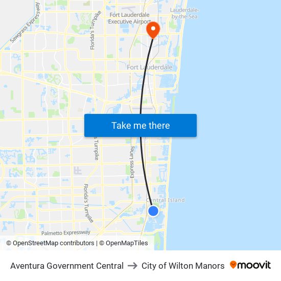 Aventura Government Central to City of Wilton Manors map
