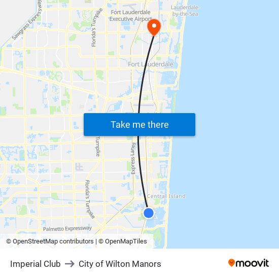 Imperial Club to City of Wilton Manors map