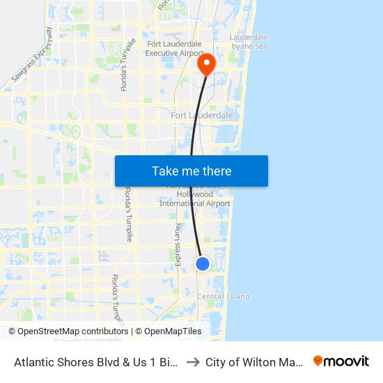 Atlantic Shores Blvd & Us 1 Big Irvs to City of Wilton Manors map