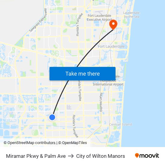 Miramar Pkwy & Palm Ave to City of Wilton Manors map