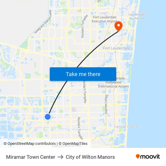Miramar Town Center to City of Wilton Manors map