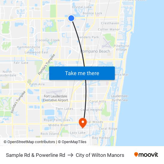 Sample Rd & Powerline Rd to City of Wilton Manors map