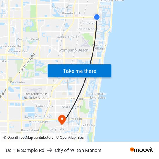 Us 1 & Sample Rd to City of Wilton Manors map