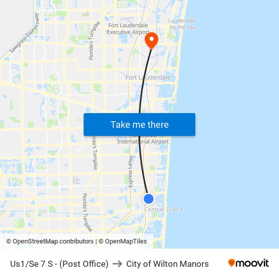 Us1/Se 7 S - (Post Office) to City of Wilton Manors map