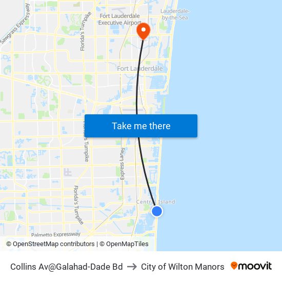 Collins Av@Galahad-Dade Bd to City of Wilton Manors map