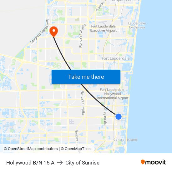 HOLLYWOOD B/N 15 A to City of Sunrise map