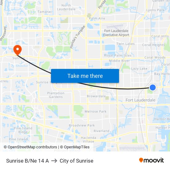 Sunrise B/Ne 14 A to City of Sunrise map