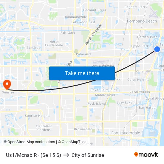 Us1/Mcnab R - (Se 15 S) to City of Sunrise map